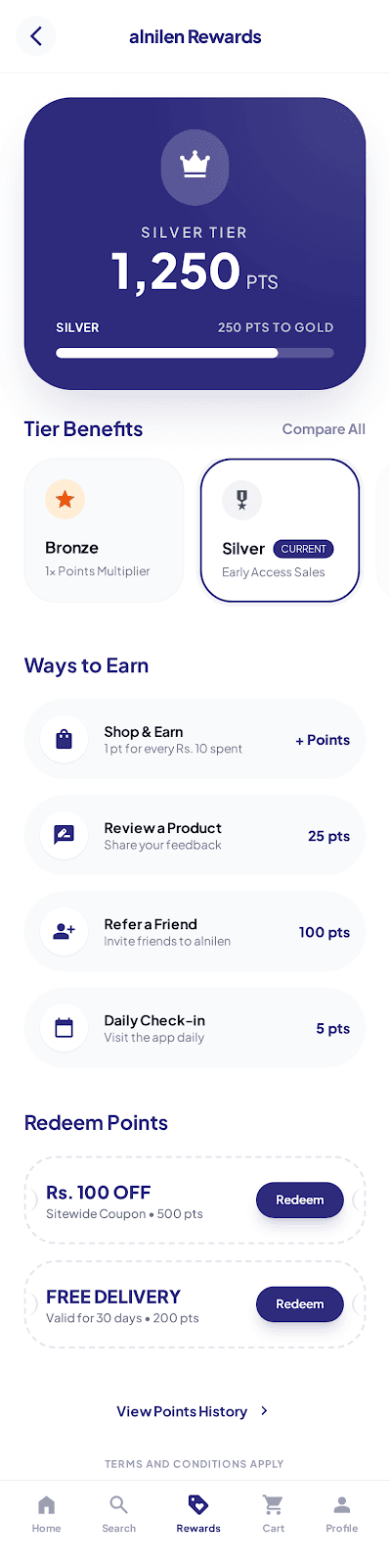 Alnilen loyalty flow preview